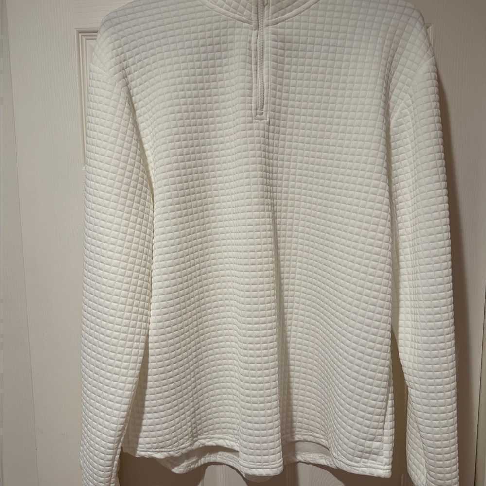 Men's White Quilted Sweater NWOT